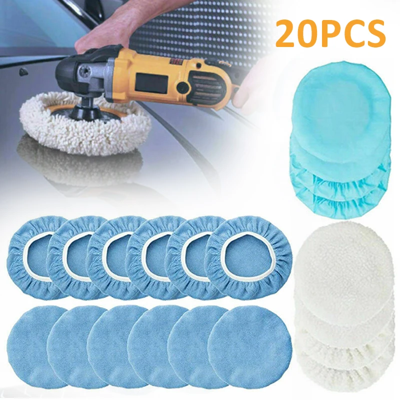 Mayitr 20pcs Microfiber Polisher Pad Multi-functional Polishing Waxing Tool Portable Cleaning Parts For Car Furniture
