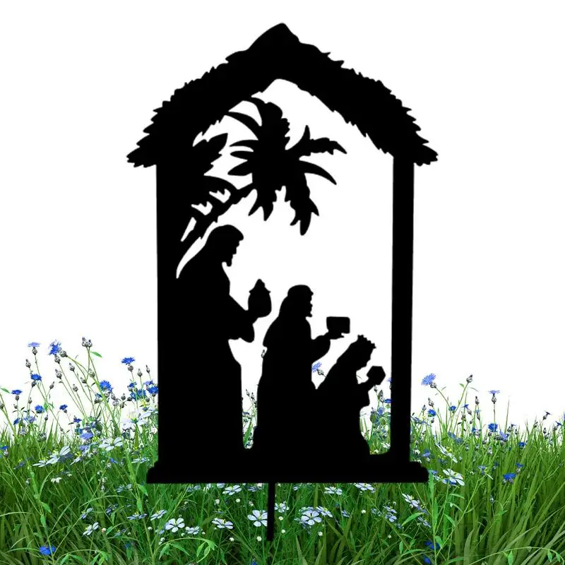 

Nativity Silhouette Outdoor Christmas Metal Stakes Outdoor Nativity Set Scene Yard Sign With Silhouette Figures Outdoor Nativity