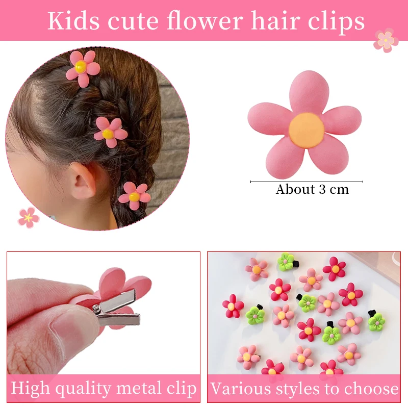 10 Pcs/Set Children Cute  Sweet Acrylic Flower Ornament Hair Clips Baby Girls Lovely Barrettes Hairpins Kids Hair Accessories images - 6
