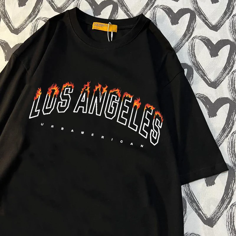 

Los Angeles Fashion Tshirt USA Letter Print Short Sleeve Women Graphic Female T Shirt Summer Y2k Top Casual Oversized T Shirt