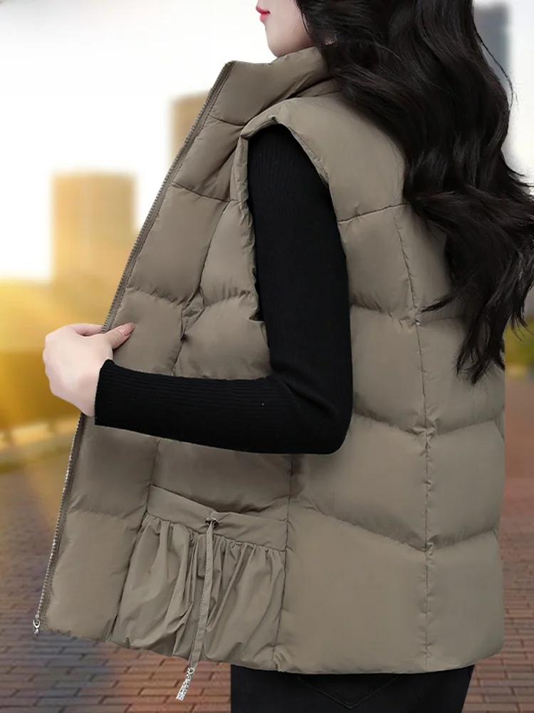 Женский пуховый жилет с дятлом и хлопковой подкладкой новинка 2024 модный