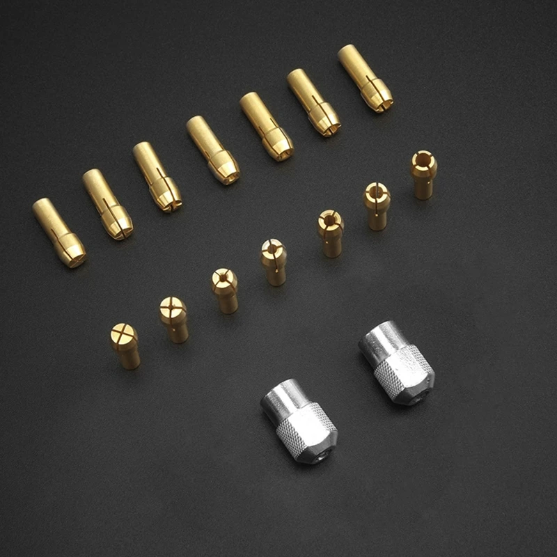 

Brass Collet 1/8" x 2, 3/32" x 2, 1/16" x 2, 1/32" x 2 Replacement 4485 Quick Change Rotary Drill Nut Tool Set Accessory