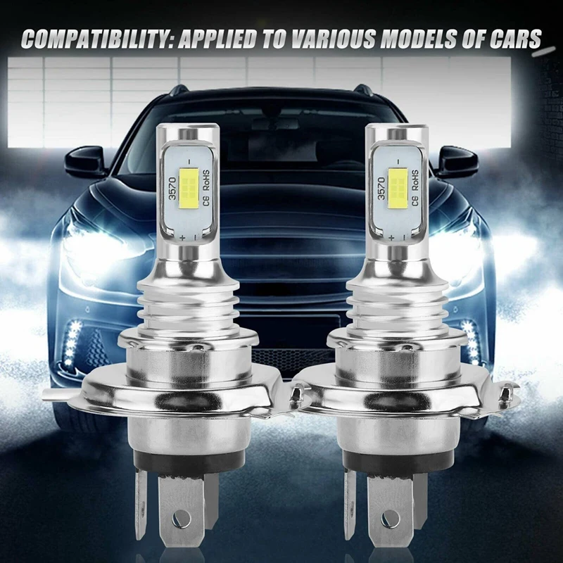 4X H4 9003 Hb2 6000K супер белый Csp светодиодный комплект ламп фар дальнего и ближнего