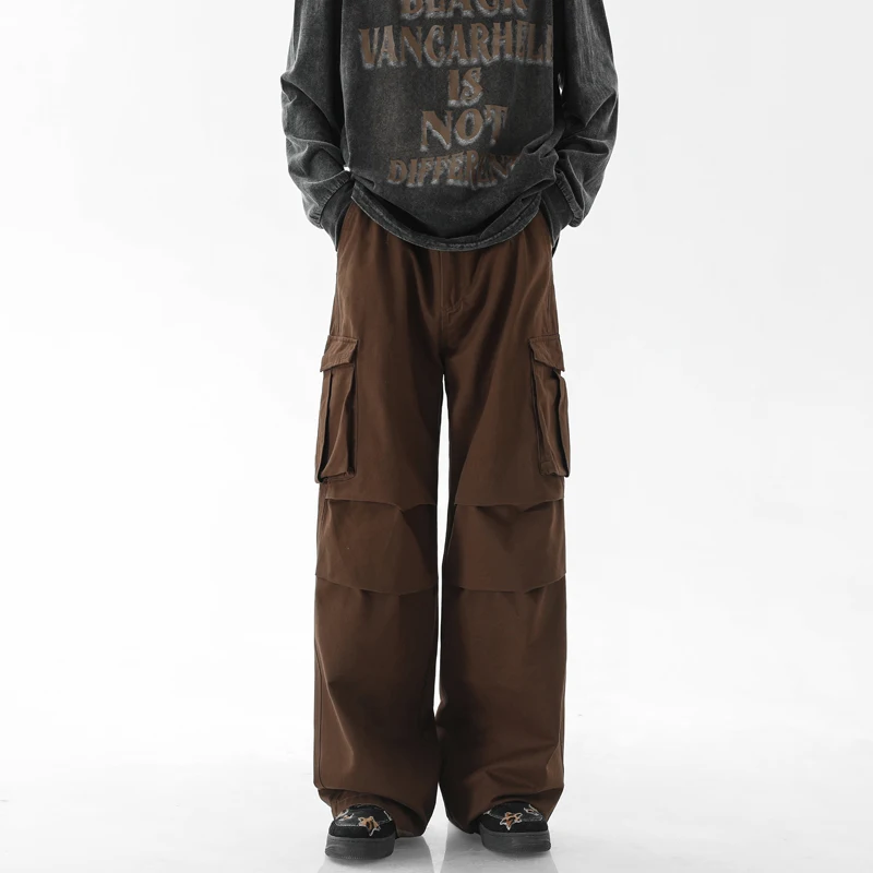 

Брюки-карго мужские в стиле ретро, Модные Винтажные прямые штаны в японском стиле, уличная одежда, кофейные уборки, прямые брюки-трубы Cityboy