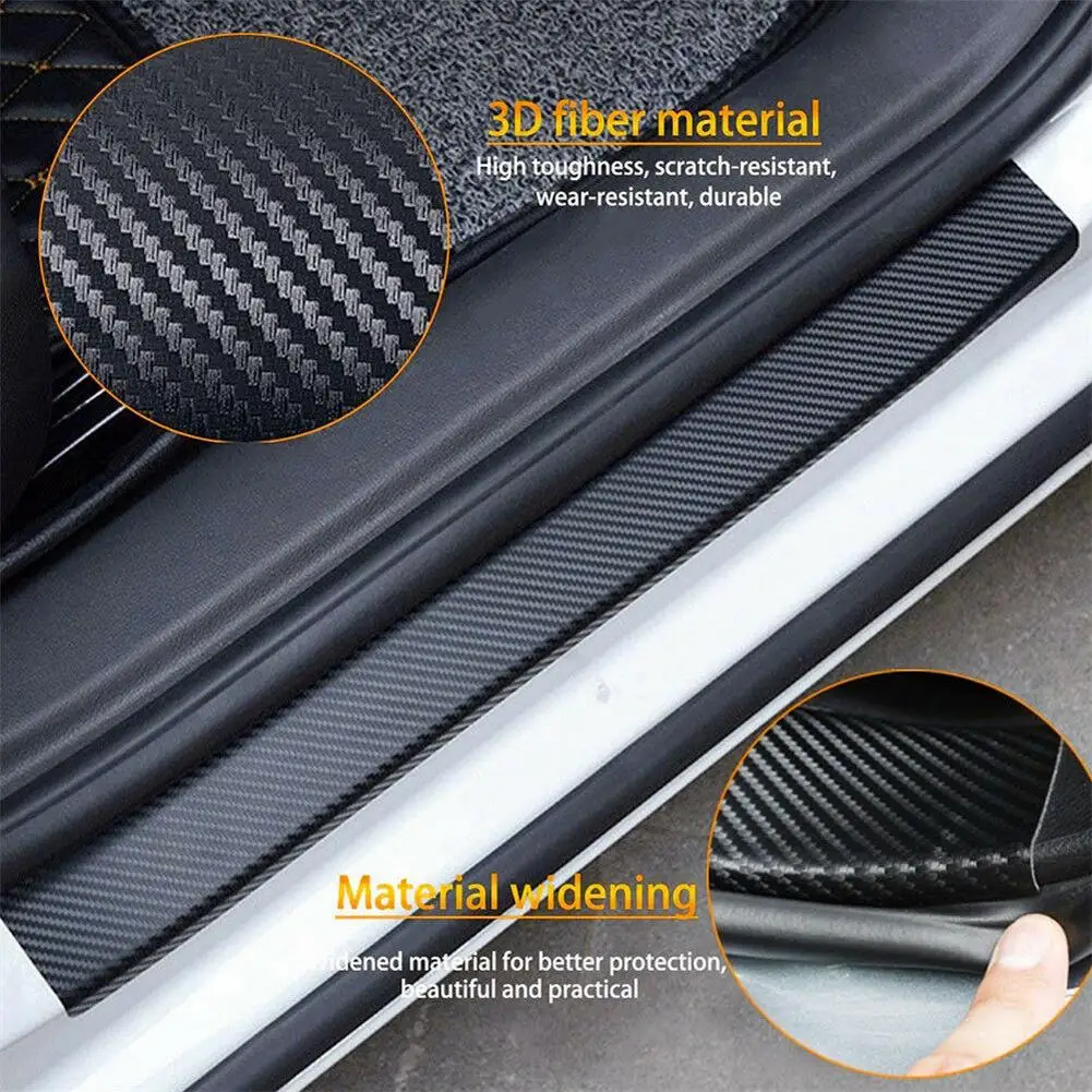 

Trim Door Sill Scuff Cover Set Sticker Tool Accessories Black Car Door