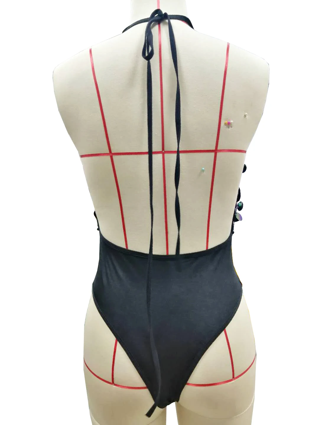 One Piece V-neck Lingerie Erotic Teddies Bodysuit Sexy Women Sequin Sexy Body Suit Lingerie Costume Intimates Black