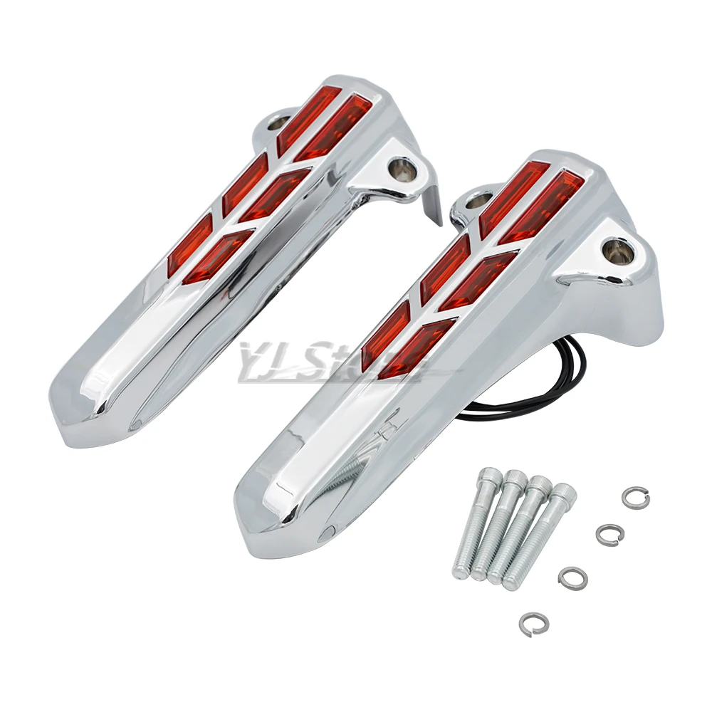 

Подходит для Harley FLHR FLHTK FLHX 2014-2020 Touring Electra Glide Road King, передняя нижняя вилка, чехлы на ножки мотоцикла, светодиодный дымчатый свет