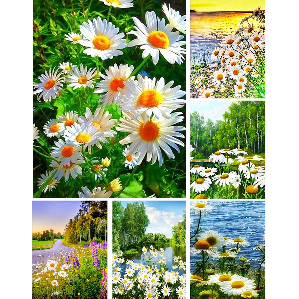 

5D DIY Diamond Painting Daisy Flowers Full Drill Embroidery Mosaic Picture Rhinestones Cross Stitch Kit Home Decor Birthday Gift