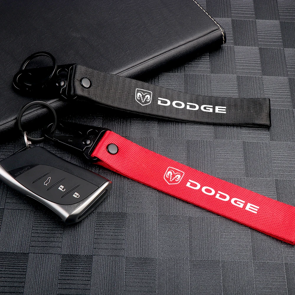 

Car Badge Key chain Ribbon Lanyard Keyrings Auto Accessories For Dodge journey Challenger Avenger SXT Caliber Nitro RAM 1500 SRT