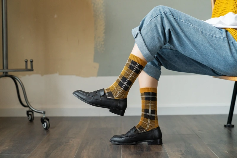 New Autumn Creative Plaid Retro British Style Knitting Socks Funny Japanese College Style Harajuku Socks Women Upscale Socks2020