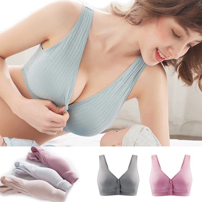 

Plus Size Nursing Breastfeeding Bras Baby Moms Feeding Soutien Gorge Allaitement Wirefree Maternity Bra Pregnant Women Cotton