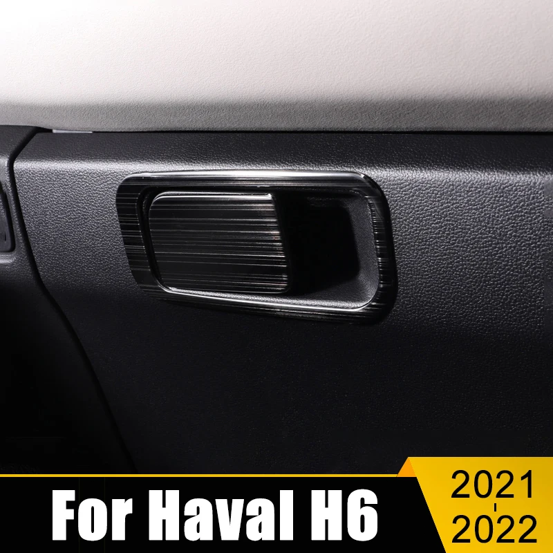 

Stainless Steel Car Glove Box Co-Pilot Handle Frame Trim Case Cover Stickers For Haval H6 3th 2021 2022 Decoration Accessories
