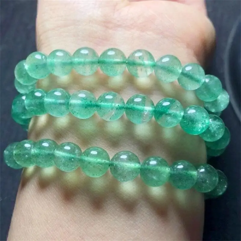 

Natural Green Strawberry Quartz Bracelet Round Beads Strand Bracelet Jewelry Healing Energy Jewelry LoversGift 1pcs 8.5mm