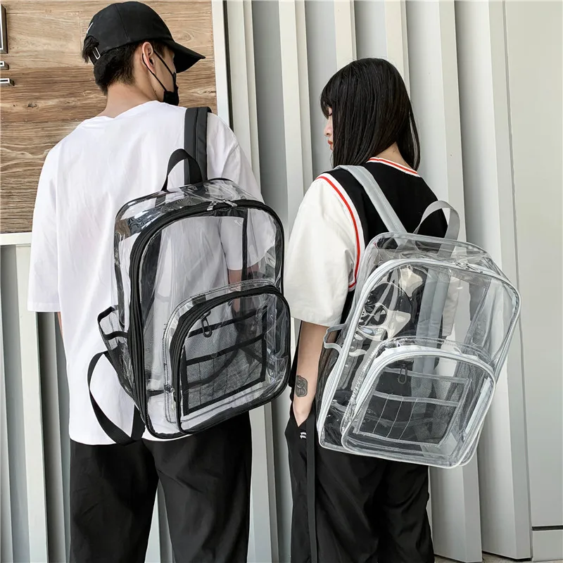 

Unisex Backpack Transparent Waterproof PVC Bag Female Fashion Large Capacity Students Transparent Sequin Bag Backpack School Bag