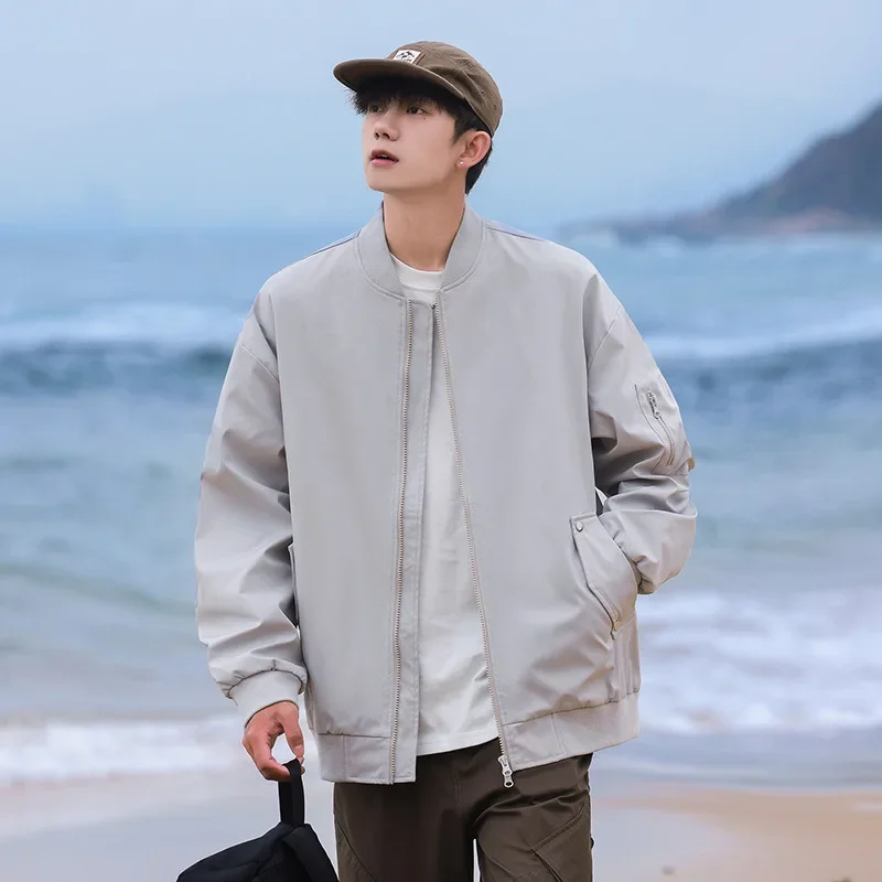 2024 новинка весны и осени модная мужская куртка-бомбер свободная винтажная