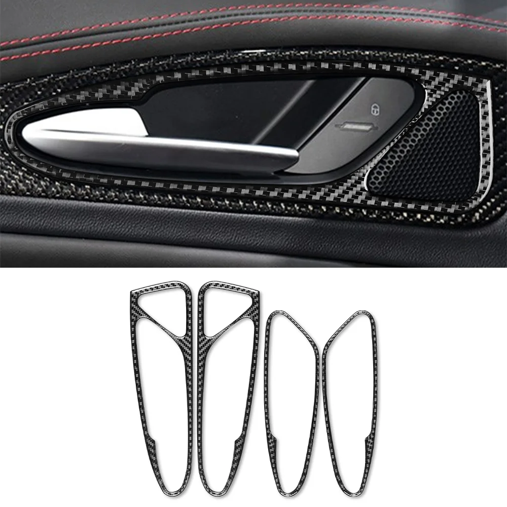 

4pcs for Alfa Romeo Stelvio 2016 -2022 Car Door Handle Decoration Cover Trim Sticker Decal Carbon Fiber Car Interior Accessories