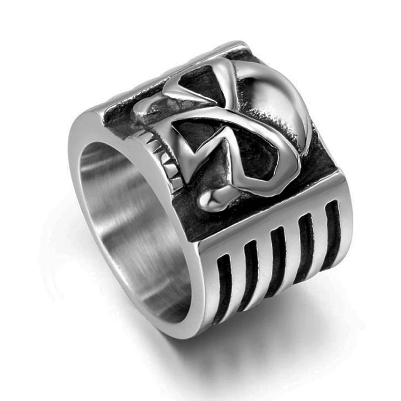 

Vintage Stainless Steel Ghost Skull Ring Men Wide Punk Gothic Ring Male Heavy Metal Hip Hop Ring Jewelry