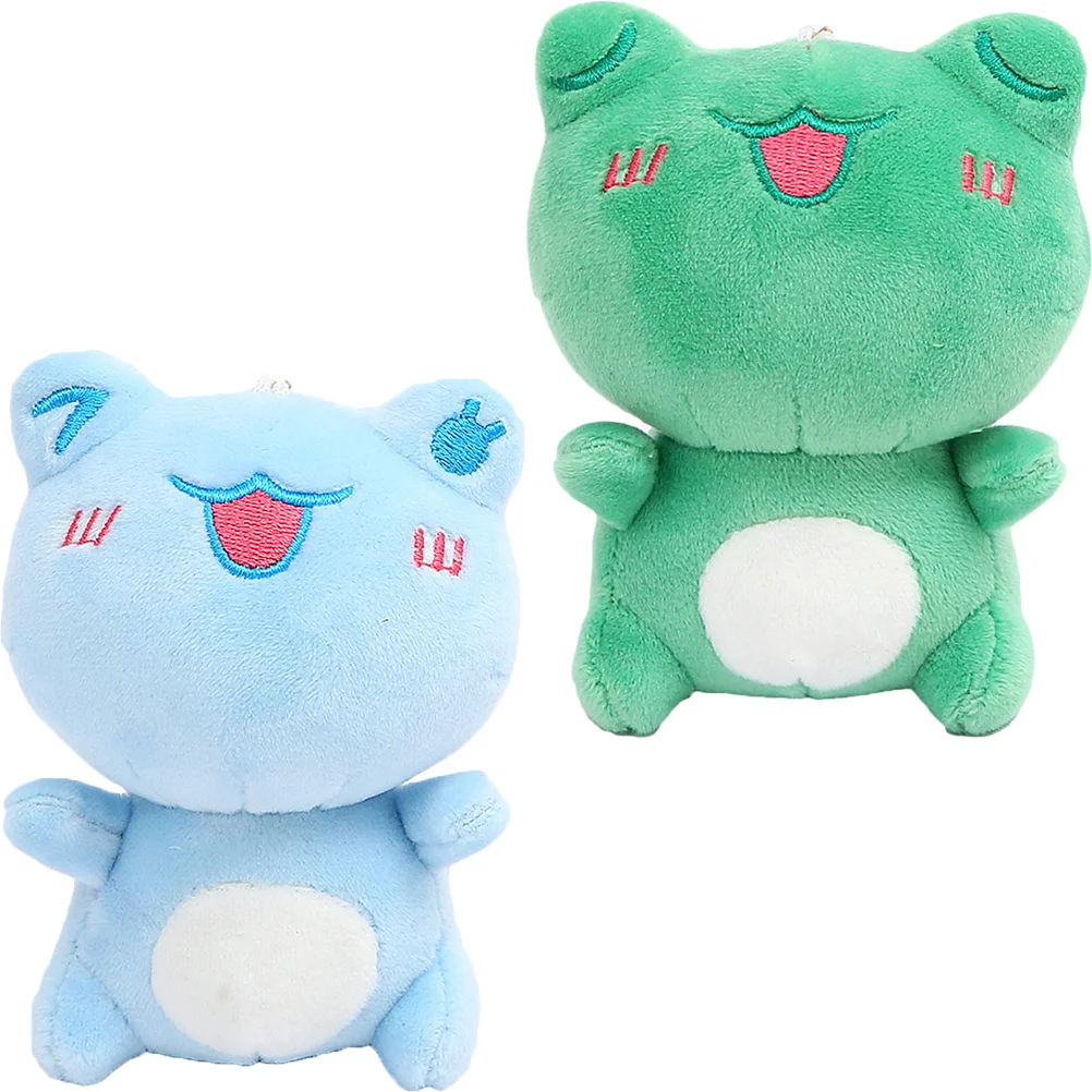 

2 Pcs Frog Keychain Bag Charm Small Pendant Car Chains Women Pp Cotton Mini Aesthetic Keychains