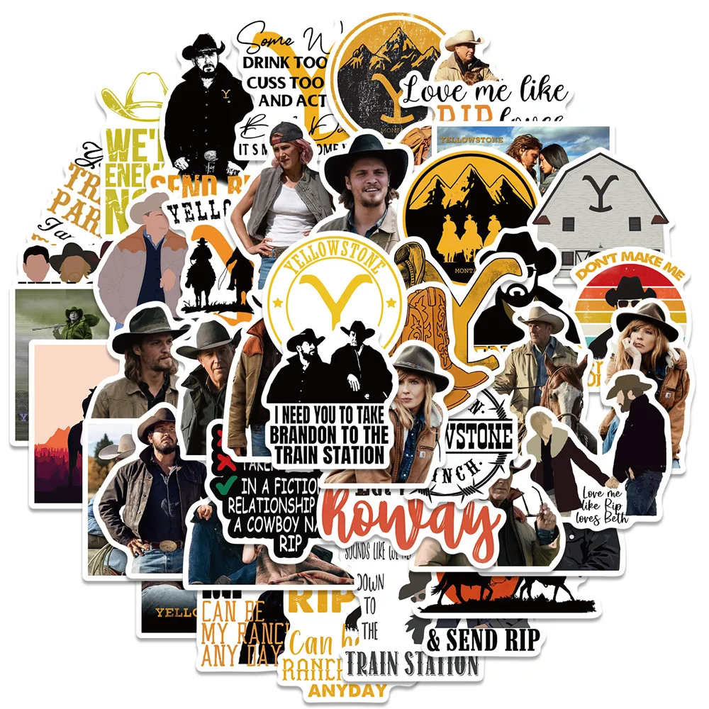 

10/30/50PCS American Drama Yellowstone Graffiti Waterproof Sticker Personalized Decoration Refrigerator Trend Water CupWholesale
