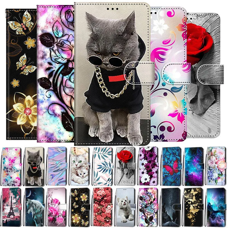 

Phone Case For Redmi Note 11 11S 11E 10 10S 10A Pro Max 5G 11T 9 9S Book Painted Cases Wallet Flip Card Slot Cover Leather