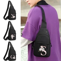 fashion mens chest bag male phone chest crossbody bags sports shoulder canvas short trip bags pink flower letter name series