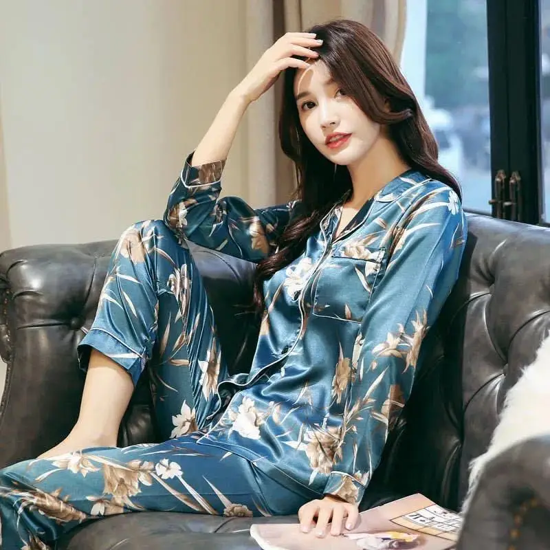 

Women's Pajamas Long Cardigan Sexy Pyjamas Silk Pajamas Cartoon Sleepwear Home Service Pajama Sets Nightie Plus Size Lingere