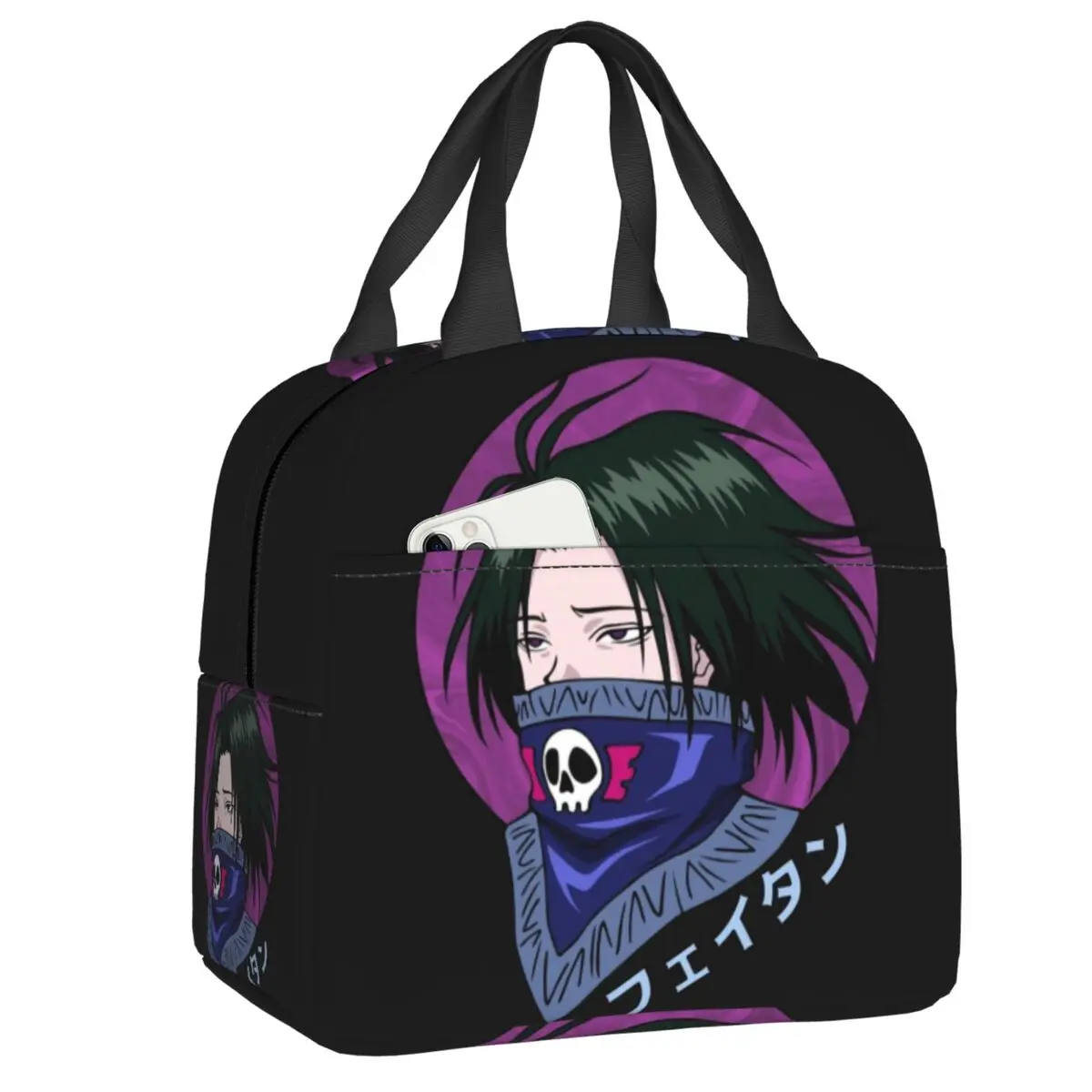 HXH Feitan Anime Thermal Insulated Lunch Bag Women Hunter X Hunter Resuable Lunch Tote for Outdoor Picnic Multifunction Food Box