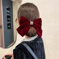 fashion elegant solid soft velvet big bow hairpin sweet hair decorate party outdoor hair clips barrettes woman hair accessories