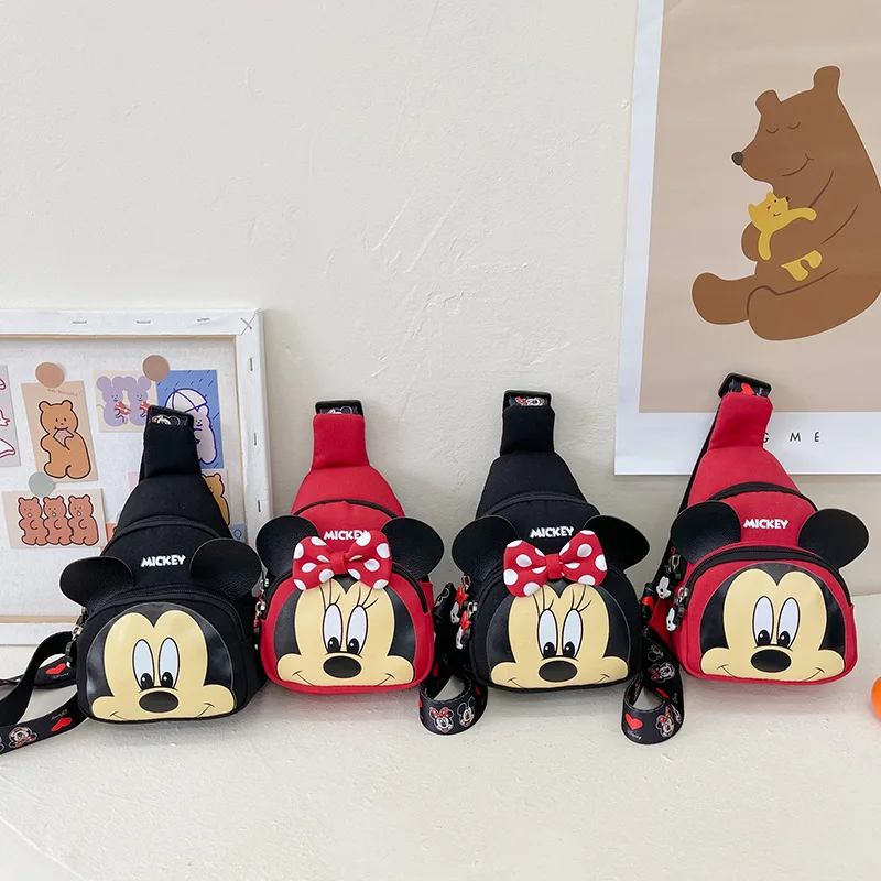 

Disney Children's Chest Bags Cartoon Mickey Mouse Minnie Mermaid Canvas Shoulder Bag Women Crossbody Bags Mini Phone Storage Bag