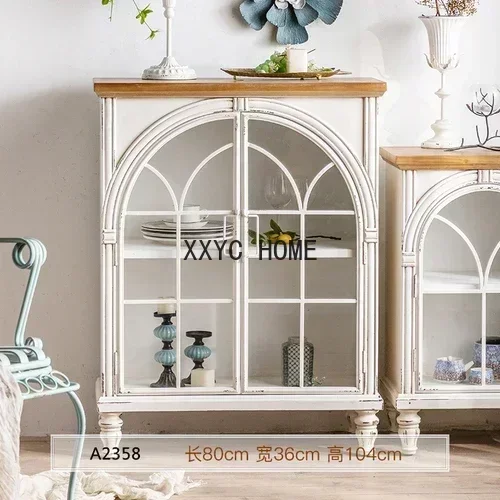 Французский ретро настенный шкаф-витрина из цельного дерева шкафчик для