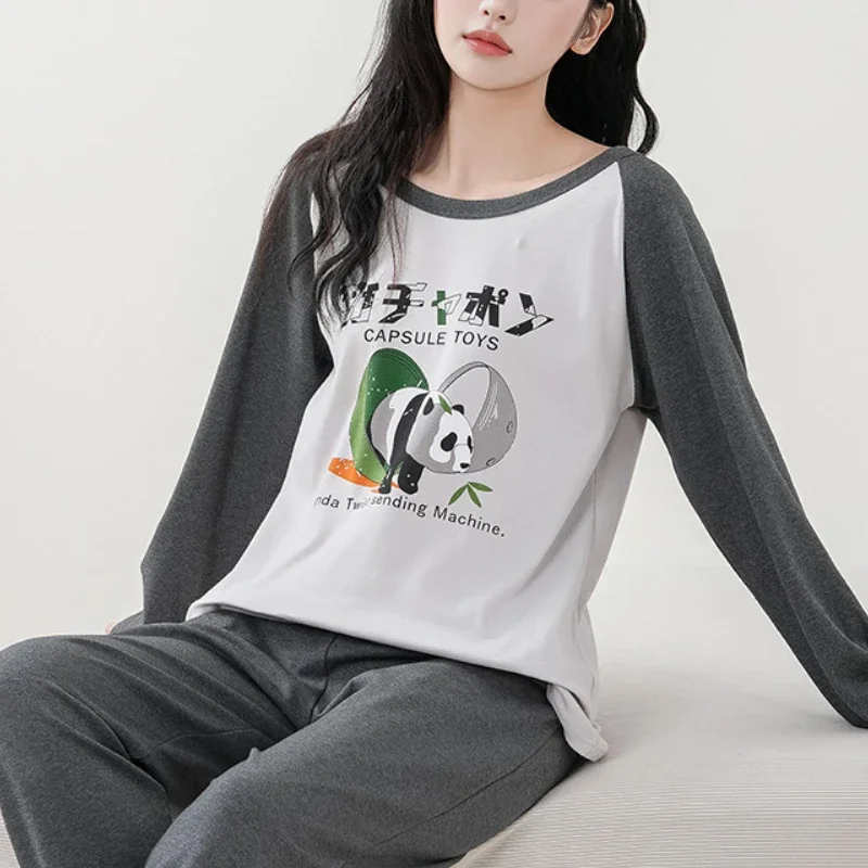 Женский пижамный комплект в горошек с мультяшным медведем