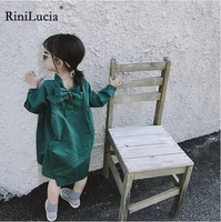 rinilucia 2022 new summer toddler princess dress kids cotton causal dress ruffles solid bowknot korean baby girl clothing