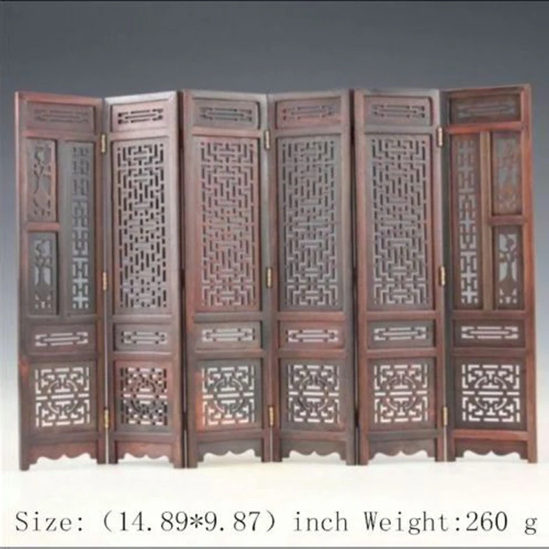 

(mini) Exquisite Chinese Classical Collection Desk Decoration Red Acid Branch Wood Grid Small Screen