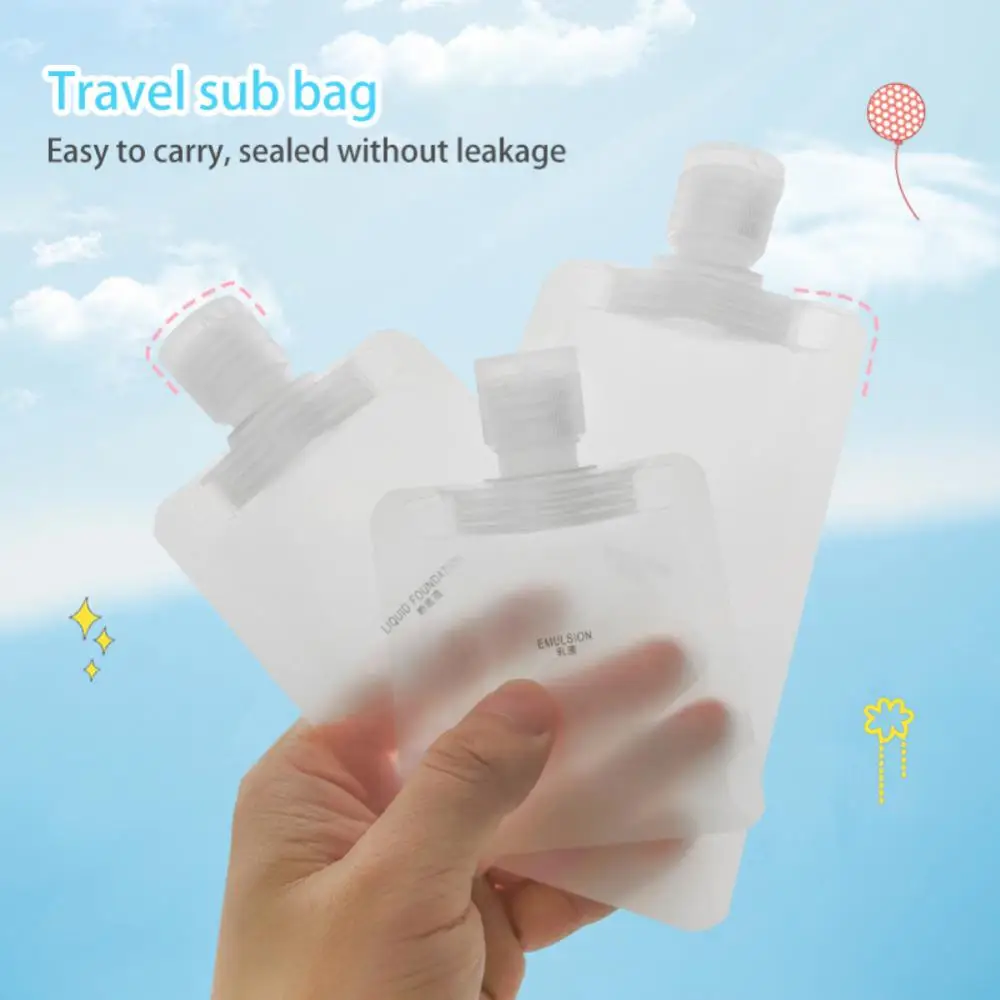 

5/1pcs Transparent Flip Cap Packaging Bag Plastic Stand Up Spout Pouch Portable Travel Fluid Makeup Packing Bag 30ml 50ml 100ml