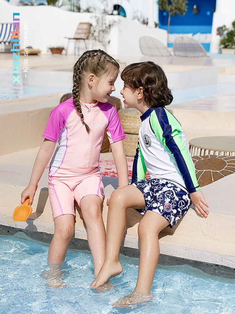 Купальник для мальчиков новинка 2024 детский купальный костюм с длинным рукавом