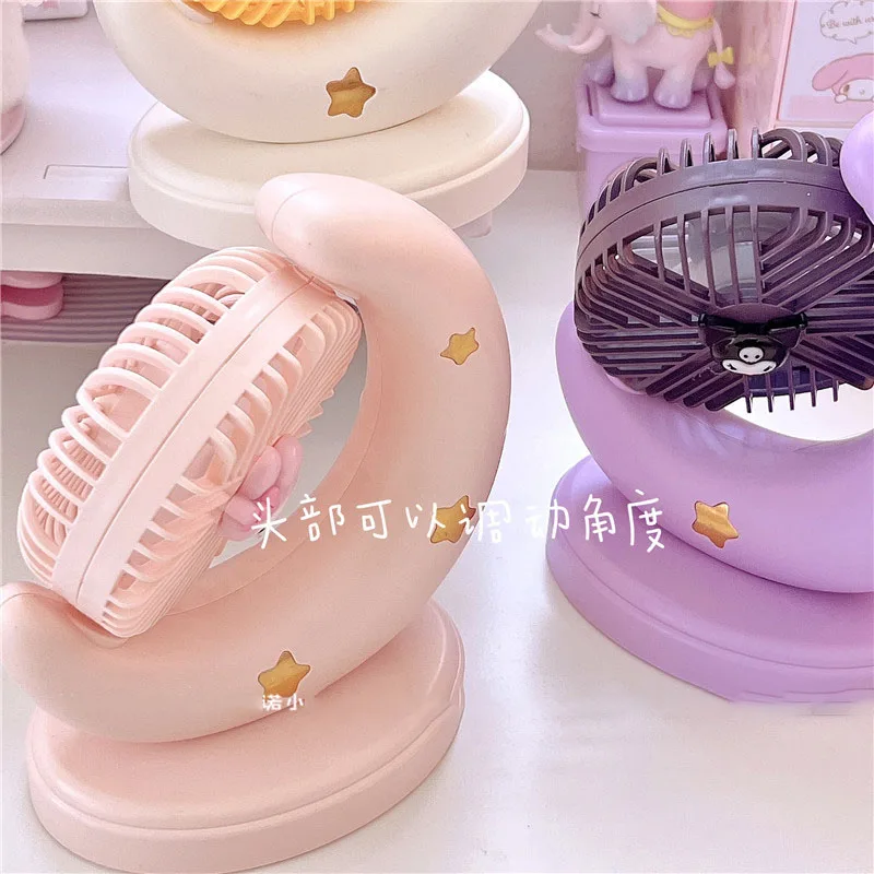 Kawaii Kuromi My Melody Cinnamoroll Moon Shape Desktop Usb Small Fan Summer Anime Sanrioed детские часы Girl Gift |