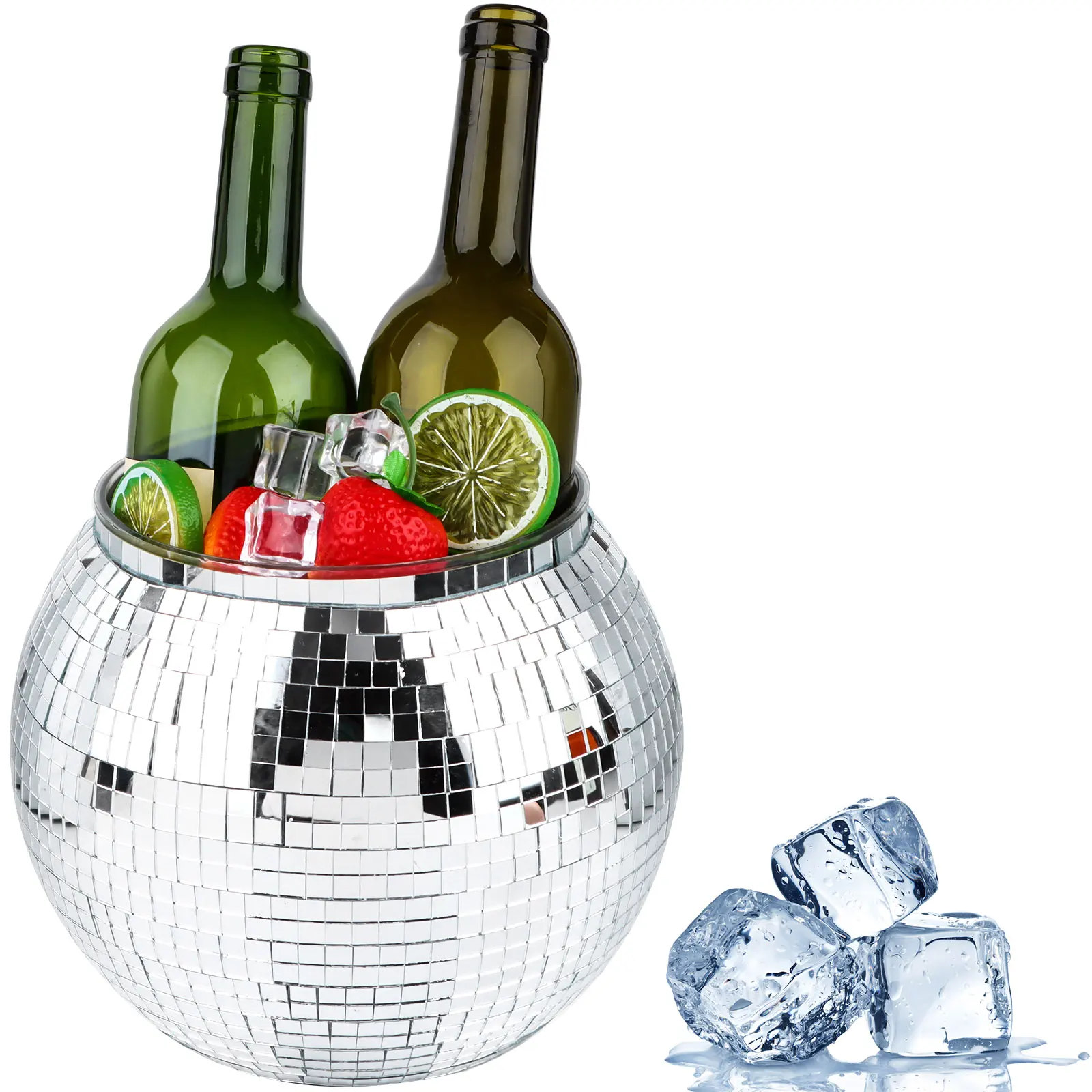 

Ведро для диско-льда, серебряное ведро для диско-мяча, зеркальное ведро для коктейлей в стиле ретро, украшение для диско, ведро для напитков и льда, модная посуда для напитков