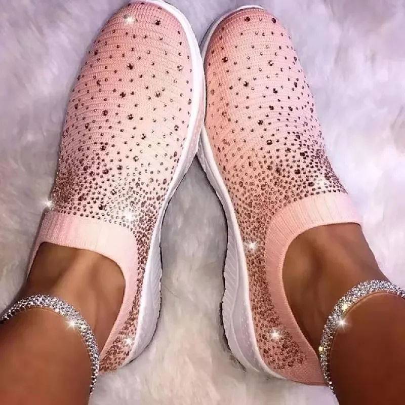 

casual shoes woman sports shoes breathable mesh sneakers women shoes crystal platform women sneakers white black pink