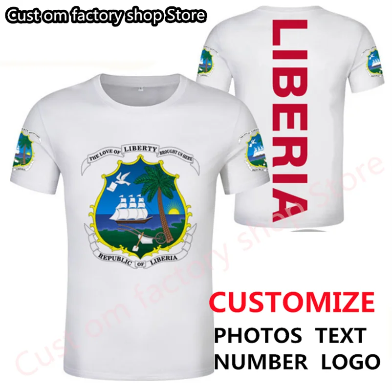 LIBERIA t shirt free custom made name number t-shirt nation flag republic liberian country college print logo clothes