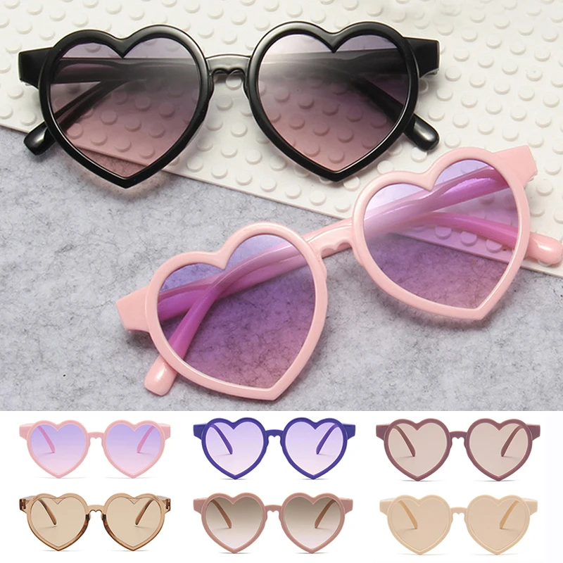 

2023 New Kids Cartoon Heart Shape Korean Style Sunglasses Girls Boy Children Outdoor Round Polarized UV400 Sun Glasses Eyewear