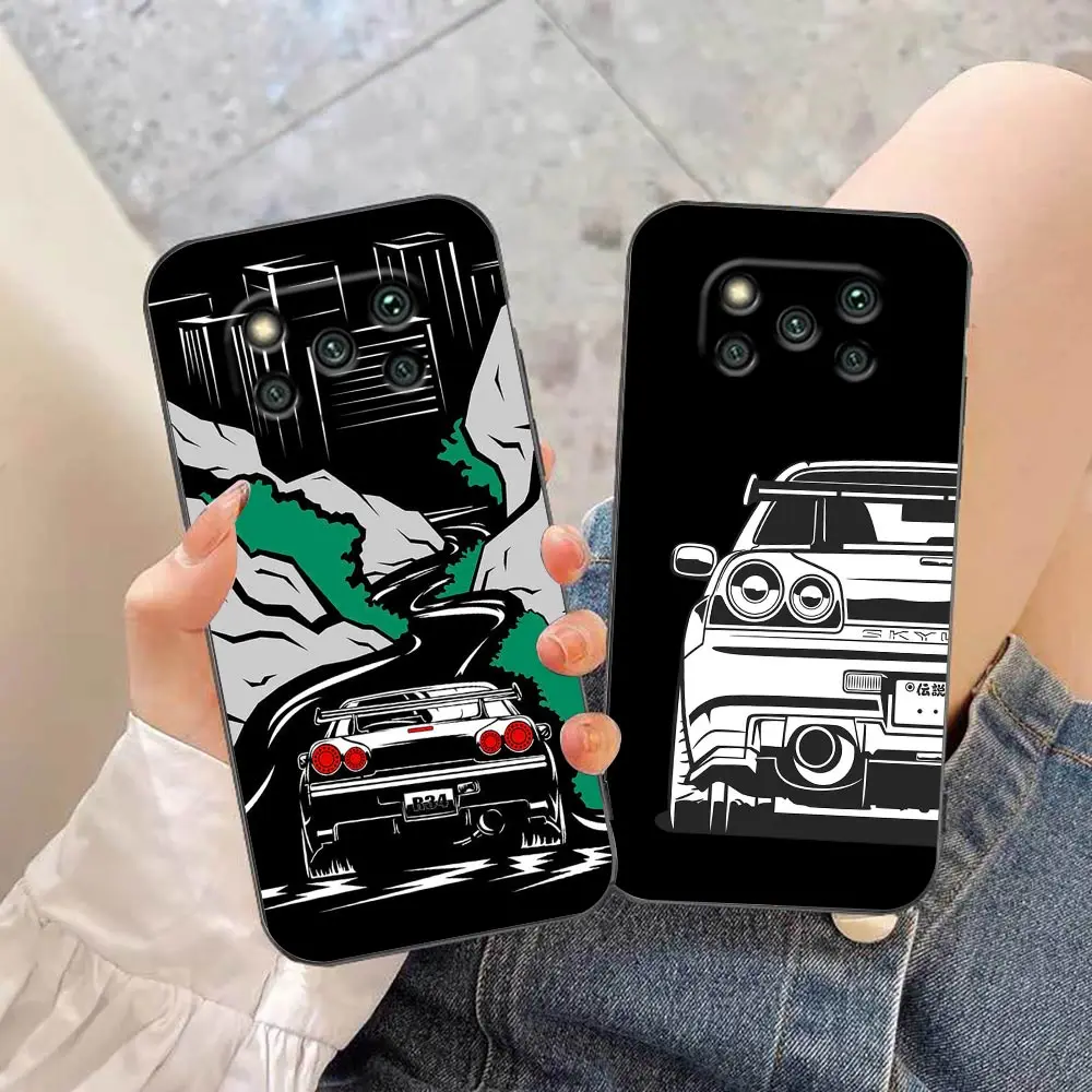 

N-Nissan Skyline R34 Cars Cover Phone Funda Case For Xiaomi 11 11X 11T 12 12X Poco F1 X3 M3 F3 GT M4 X4 NFC Pro Lite 5G NE Case