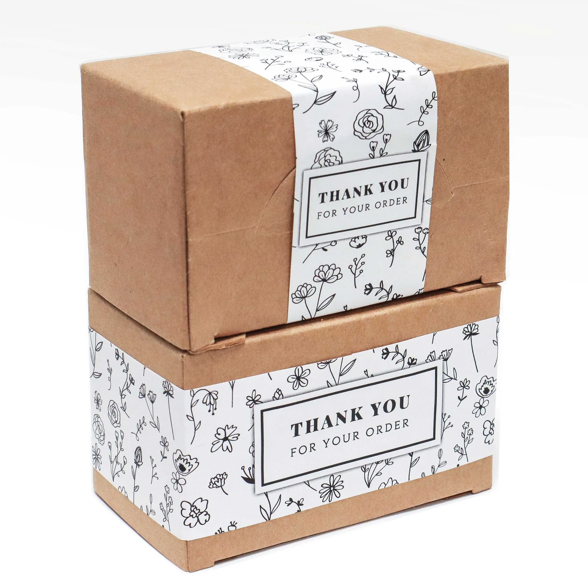 15pcs Flowers Rectangle Self-adhesive Seal Tag Gift Box Girdle Bussiness Greeting Label Sticker Thank You for Your Order - купить по