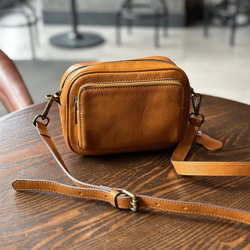 

Genuine leather camera bag for women's summer new small square bag cowhide casual one shoulder crossbody bag
