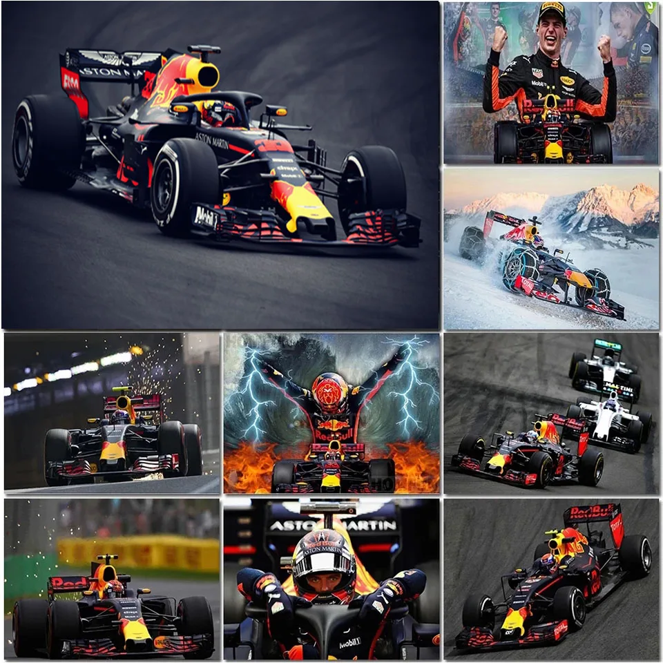 

Картина для вышивки крестиком Max Verstappen Racing Get Away 5D Стразы Картина Набор для вышивки крестиком F1 Алмазная мозаика ручная работа