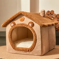 breathable warmfoldable dog house kennel bed mat for small medium dogs cats winter warm cat bed nest pet products