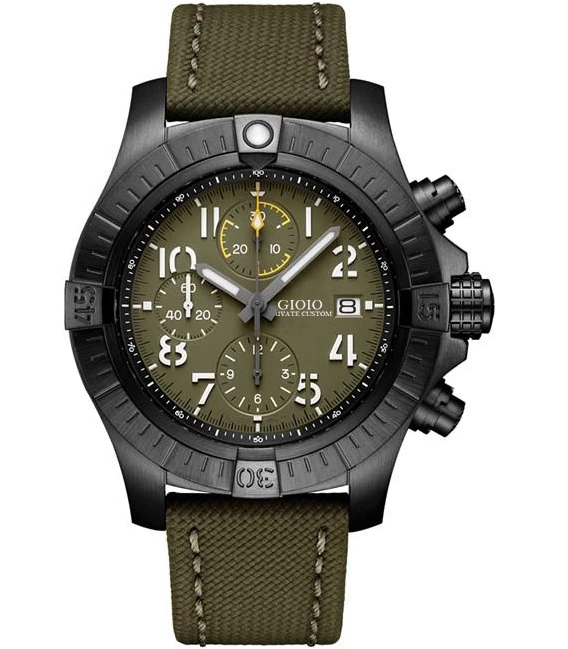 

Black Green Canvas Leather Super Avenger Watch Quartz Chronograph