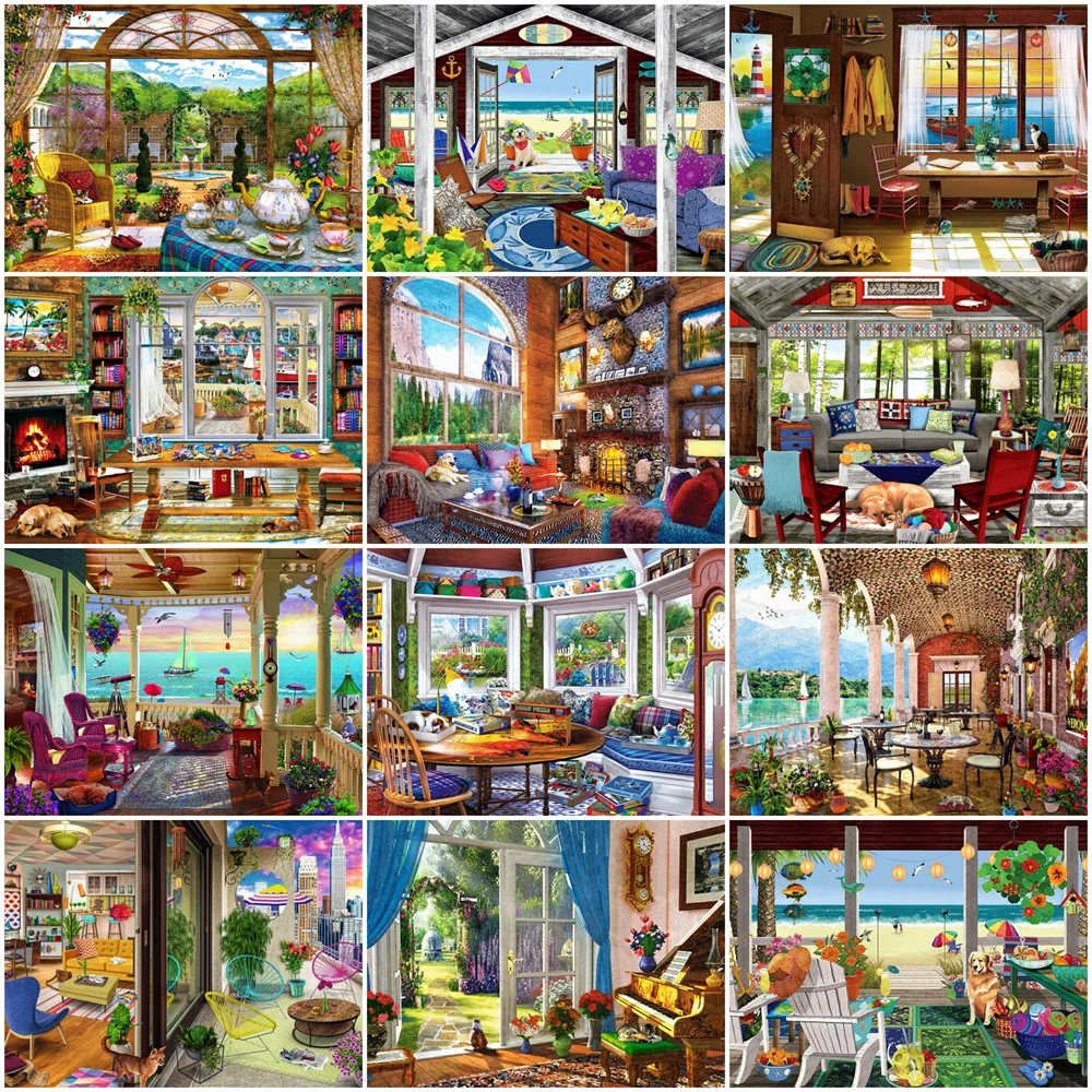 

Evershine Алмазная мозаика пейзаж номер подарок ручной работы Алмазная вышивка дом окно полная площадь картина стразами рукоделие хобби декор ...