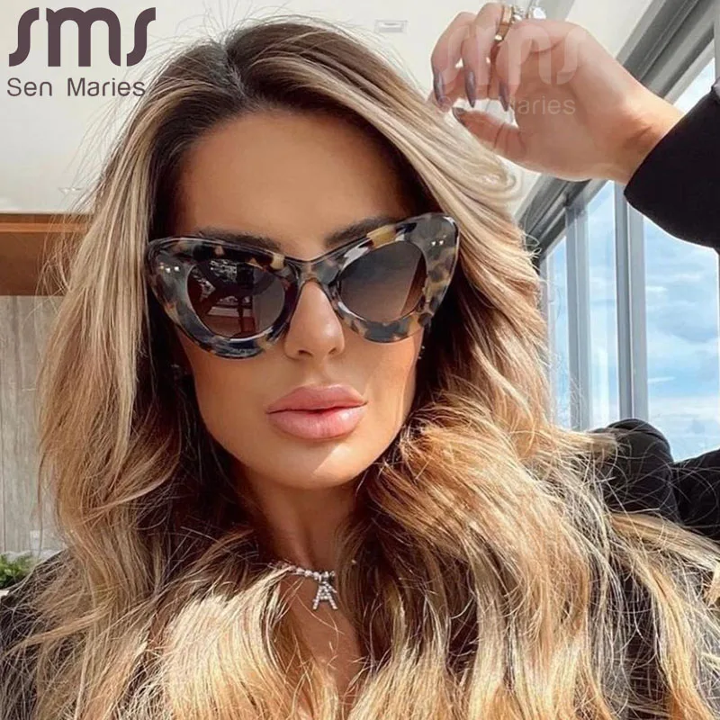 Негабаритные солнцезащитные очки кошачий глаз женские стимпанк Солнцезащитные