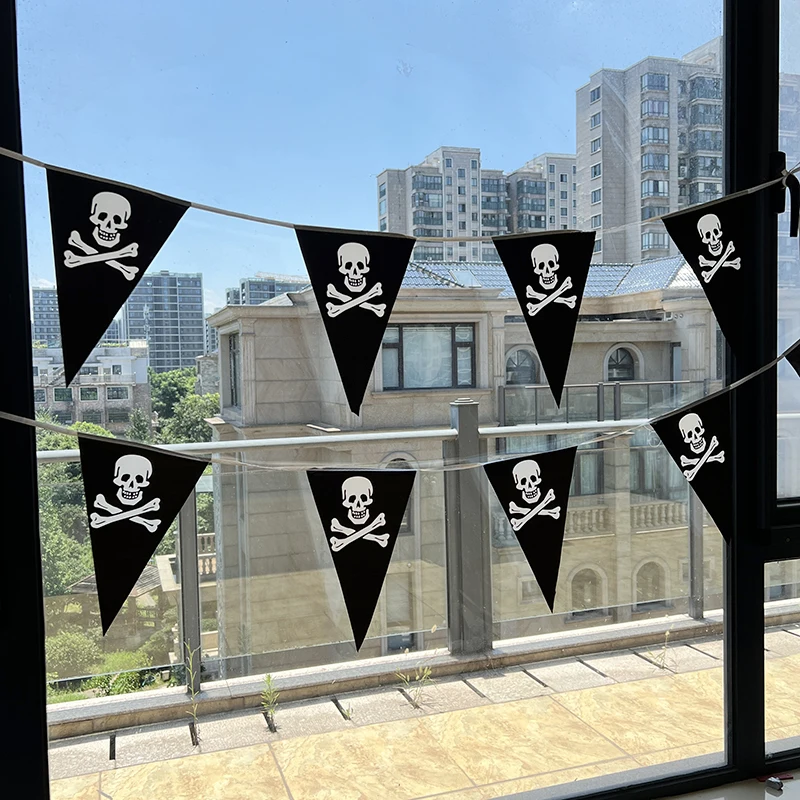 Halloweenowe banery pirackie Piracka czaszka Chorągiewka Trójkątne flagi Domowe dekoracje na imprezę Halloween Motyw pirata Dekoracje przyjęcie