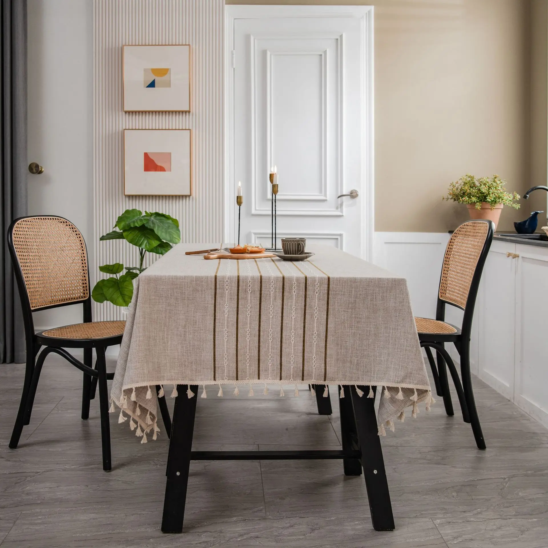 

Скатерть с кисточками, вышитые полосатые прямоугольные Фотообои